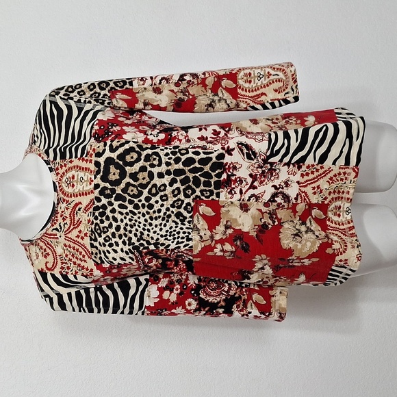 Multiples Multicolor Paisley Floral Animal Print Mobwife Bohemian Blouse Size S - Picture 1 of 11